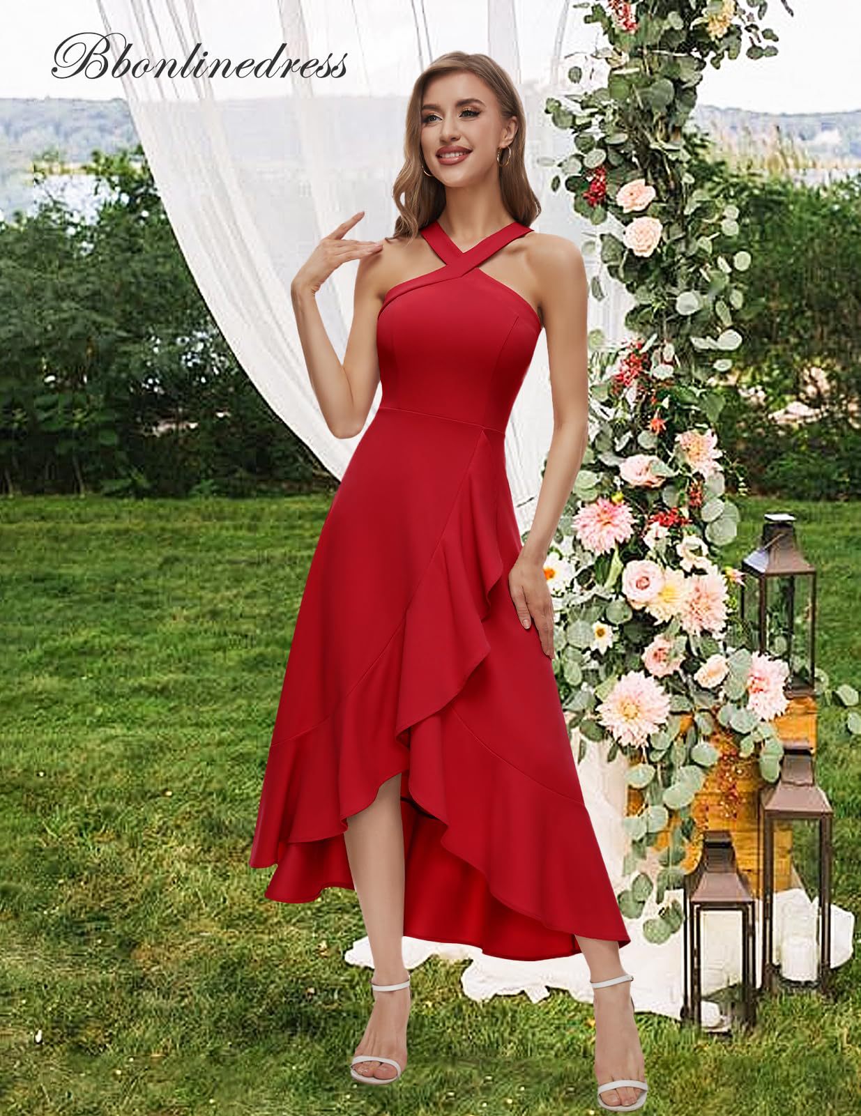 Womens Cocktail Party Dress, Formal Wedding Guest High Low Dress